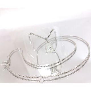 Pt850 ダイヤ 1.00ct ペアシェイプ ネックレス ベネチアン 40cm(ネックレス)