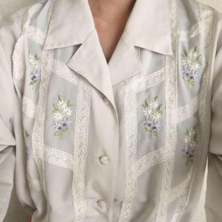 フラワー(flower)のvintage flower 刺繍ブラウス(シャツ/ブラウス(長袖/七分))