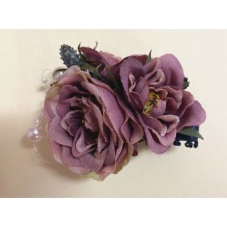 花飾り バラ(薔薇) 春 コサージュ (M) ブローチ 髪飾り ワインレッド 紫(コサージュ/ブローチ)