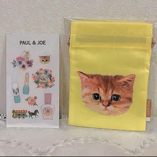 ポールアンドジョー(PAUL & JOE)のポール&ジョー Neko Café オリジナルネコ巾着&シール♡追跡保証発送(ポーチ)