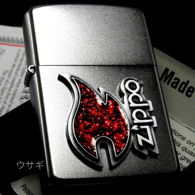 ZIPPO(ジッポー)の送料無料☆zippo☆ファイヤーzippoロゴメタル☆レッドラメ☆ジッポ メンズのファッション小物(タバコグッズ)の商品写真