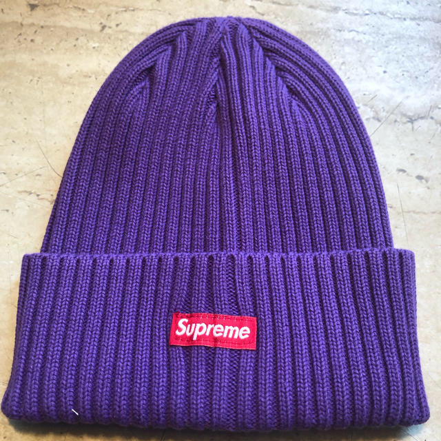 メンズSUPREME overdyed beanie purple 紫&赤