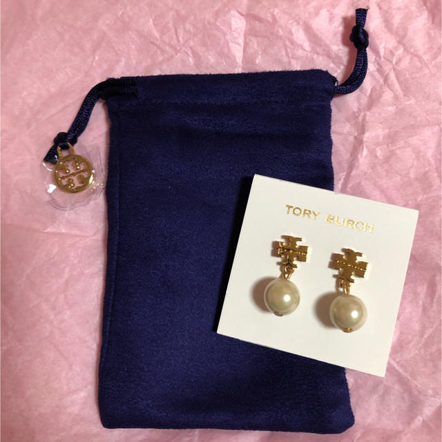 Tory Burch トリーバーチ ロゴパールドロップピアス