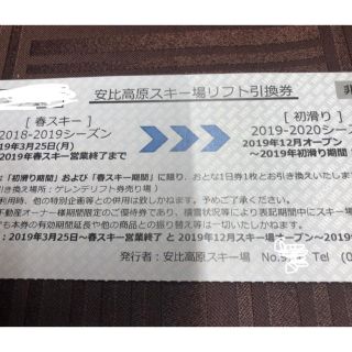 安比高原スキー場◆春スキー リフト一日券 ◆２枚ペア(スキー場)