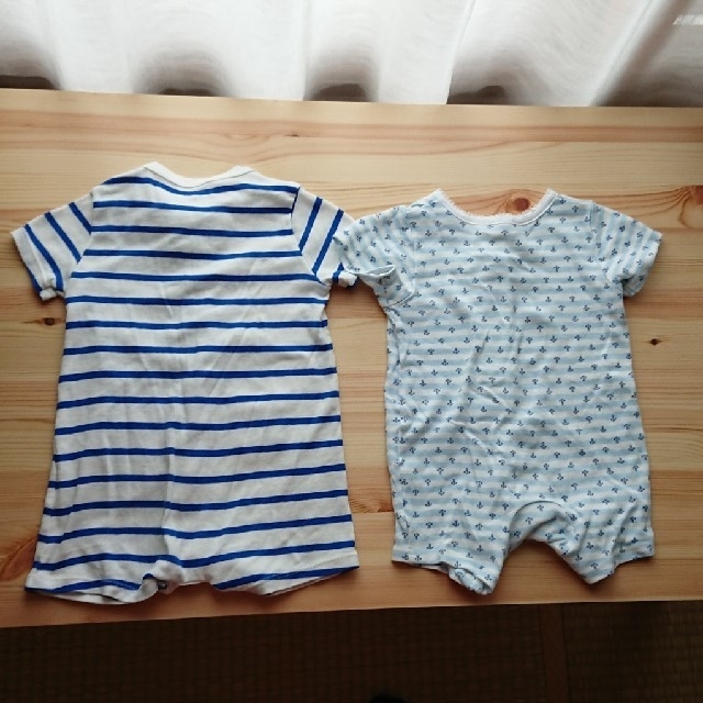 PETIT BATEAU(プチバトー)の半袖ロンパース☆80サイズ相当☆美品 キッズ/ベビー/マタニティのベビー服(~85cm)(ロンパース)の商品写真