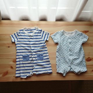 プチバトー(PETIT BATEAU)の半袖ロンパース☆80サイズ相当☆美品(ロンパース)