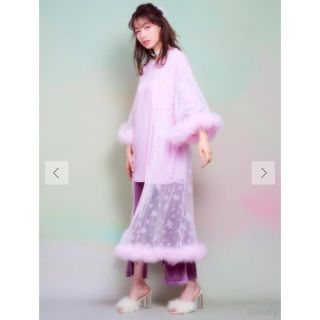 lilLilly レース ロング フェザーガウン