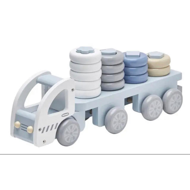 Kids Concept 木製おもちゃ 積み木トラック ブルー