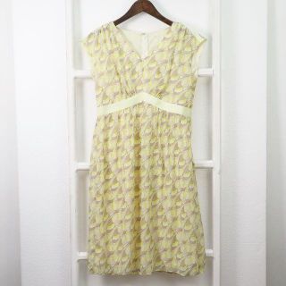 アナイ(ANAYI)のフルール様専用【未使用】アナイ 可愛いイエロー総柄シフォンワンピース 36(ひざ丈ワンピース)