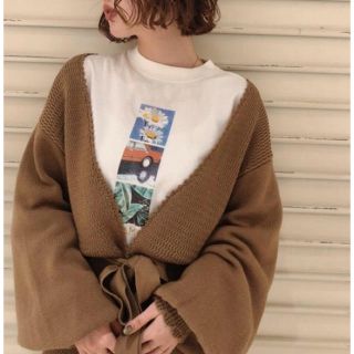 マウジー(moussy)の今季完売☆MOUSSY trim end knitカーディガン☆ニットガウン新品(カーディガン)