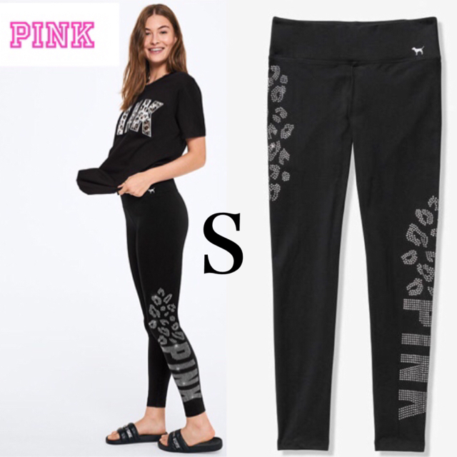 Victoria's Secret(ヴィクトリアズシークレット)の新品新作！ヴィクトリアズシークレットPINKラインストーンロゴ入りレギンス☆ レディースのレッグウェア(レギンス/スパッツ)の商品写真