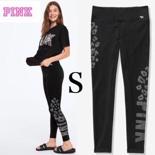 ヴィクトリアズシークレット(Victoria's Secret)の新品新作！ヴィクトリアズシークレットPINKラインストーンロゴ入りレギンス☆(レギンス/スパッツ)