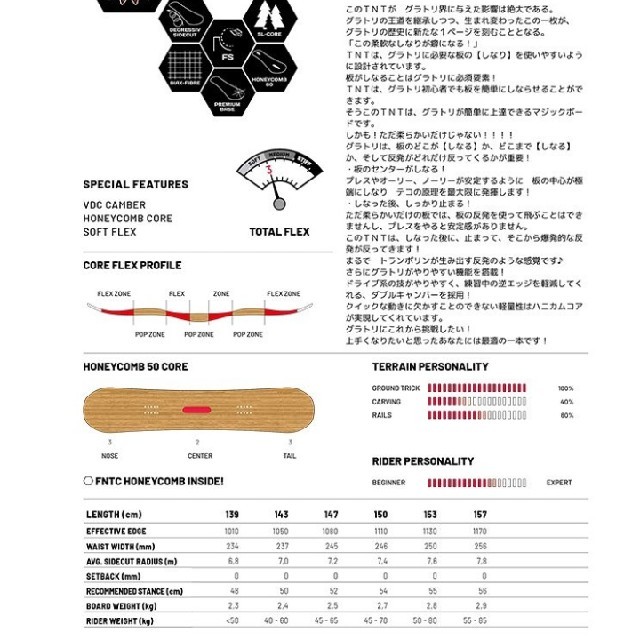 OGASAKA(オガサカ)のFNTC TNT 150cm union contract pro スポーツ/アウトドアのスノーボード(ボード)の商品写真