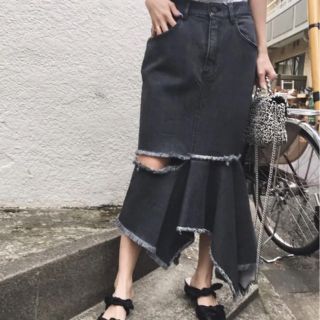 アメリヴィンテージ(Ameri VINTAGE)のAMERICA VINTAGE DENIM ZIGZAG SKIRT(ロングスカート)