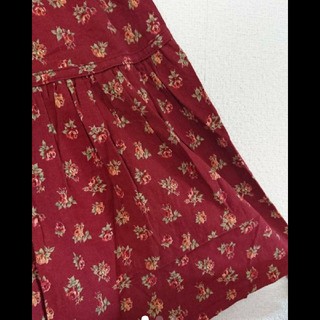 ピンクハウス系 レトロ 花柄 ボルドー スカート(ひざ丈スカート)