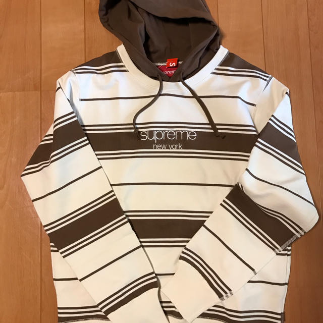 supreme2016aw striped hooded crew neck