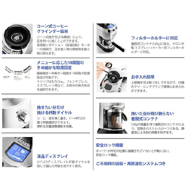 DeLonghi(デロンギ)のデロンギ デディカ コーン式コーヒーグラインダー KG521J-M

 スマホ/家電/カメラの調理家電(電動式コーヒーミル)の商品写真