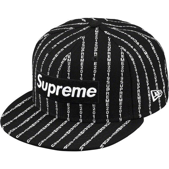 メンズ7-5/8 黒 Supreme Text Stripe New Era ブラック