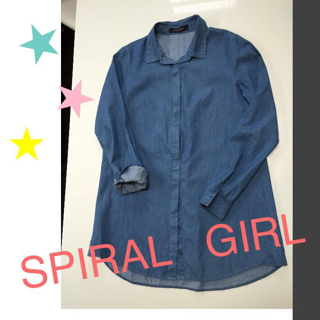 SPIRAL GIRL(スパイラルガール)のSPIRALGIRLデニムシャツワンピ レディースのワンピース(ミニワンピース)の商品写真