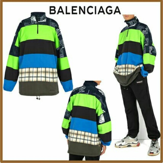 トップス専用 Balenciaga ハーフジップ フリース スウェット  パッチワーク