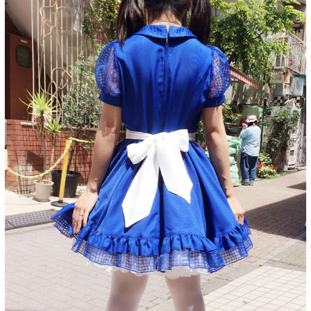 青ブルー メイド服♡コスプレ 4点セット エンタメ/ホビーのコスプレ(衣装一式)の商品写真