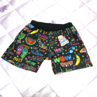 チャビーギャング(CHUBBYGANG)のチャビーギャング☆総柄ショートパンツ☆黒☆90(パンツ/スパッツ)