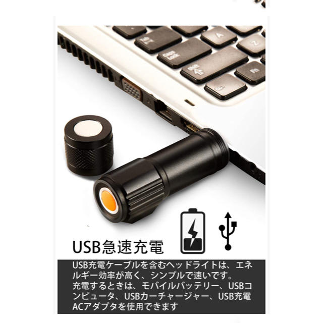 ヘッドライト led USB 充電式 ヘッドランプ  スポーツ/アウトドアのアウトドア(ライト/ランタン)の商品写真