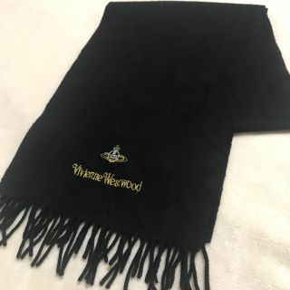 ヴィヴィアンウエストウッド(Vivienne Westwood)の美品 Vivienne Westwood 刺繍マフラー ブラック(マフラー/ショール)