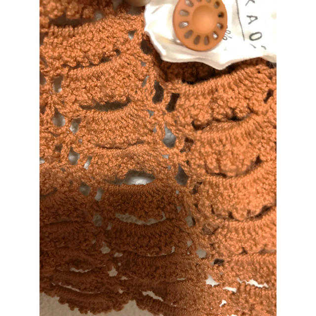 KANEKO ISAO(カネコイサオ)のワンダフルワールド お花モチーフ スカラップ編み くすみオレンジ カーディガン レディースのトップス(カーディガン)の商品写真