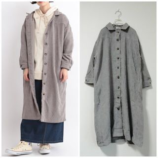 メルロー(merlot)の新品　フィリル　太畝（ふとうね）コーデュロイシャツワンピース　グレー(ロングワンピース/マキシワンピース)