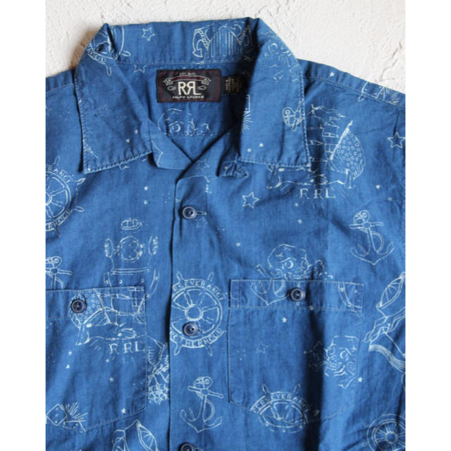 RRL - 新品*RRL*インディゴ コットン キャンプシャツ*S* ダブルアール