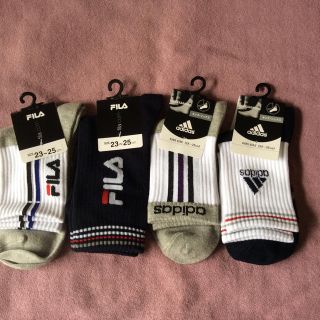 アディダス(adidas)の新品靴下 adidas & FILA 23~25cm 4足組(靴下/タイツ)