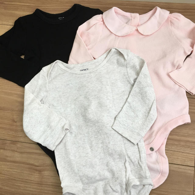 babyGAP(ベビーギャップ)の長袖ロンパース 3枚 キッズ/ベビー/マタニティのベビー服(~85cm)(ロンパース)の商品写真