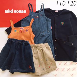 ミキハウス(mikihouse)の【5点】110 120 ミキハウス レトロ ジャケット デニム ワンピ スカパン(ワンピース)