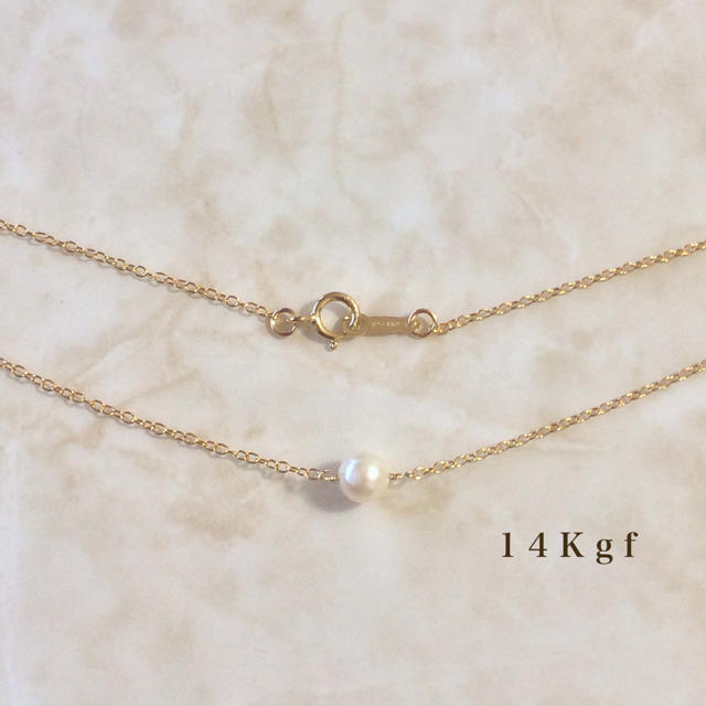 14kgf/K14gfあこやパール(本真珠)一粒ネックレスagete.AHKAH レディースのアクセサリー(ネックレス)の商品写真