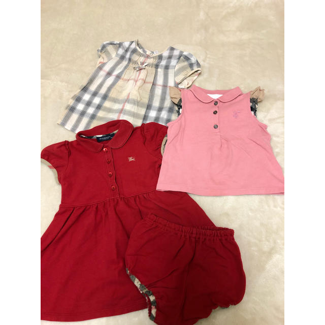 BURBERRY(バーバリー)の専用 バーバリー 赤ワンピースのみ キッズ/ベビー/マタニティのベビー服(~85cm)(その他)の商品写真