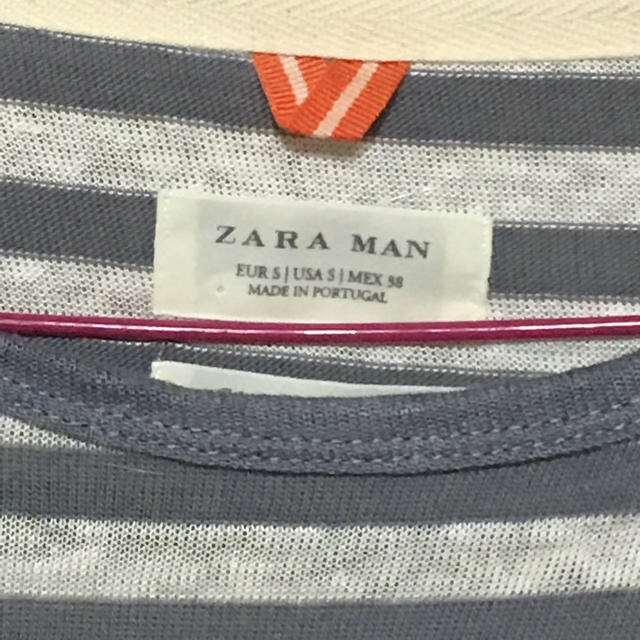 ZARA(ザラ)の美品 ZARA ボーダー グレー S 春 メンズのトップス(Tシャツ/カットソー(七分/長袖))の商品写真