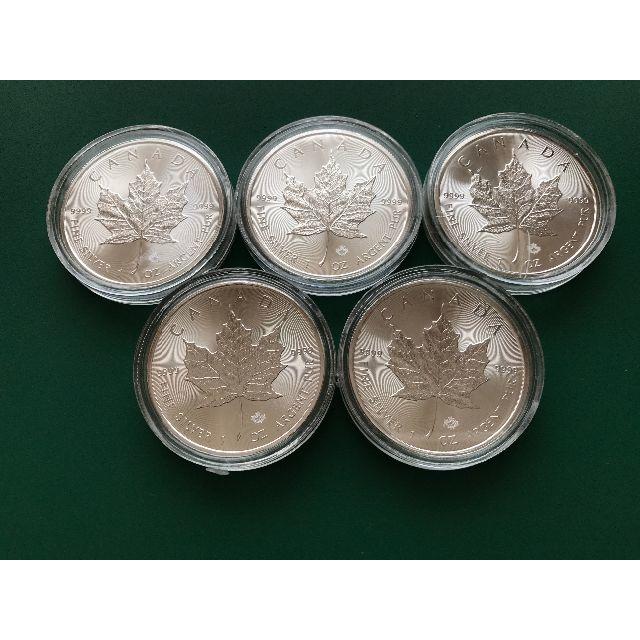 カナダ メイプルリーフ銀貨5枚セット(1オンス 2016年)　純銀　コイン