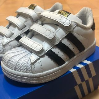 アディダス(adidas)の【希少金ロゴ美品】アディダス 14cm スーパースター CF I ベルクロ(スニーカー)