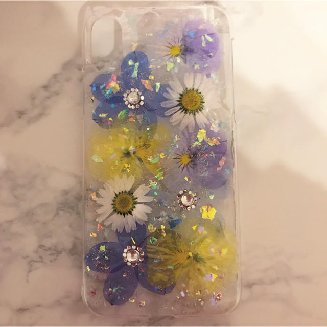 ハンドメイド 押し花 iPhoneケース スマホ/家電/カメラのスマホアクセサリー(iPhoneケース)の商品写真