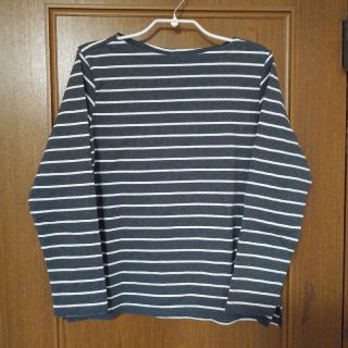 ユニクロ(UNIQLO)のユニクロ　ボーダーボートネックT　グレー　Lサイズ(カットソー(長袖/七分))