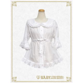 ベイビーザスターズシャインブライト(BABY,THE STARS SHINE BRIGHT)の週末セール♡BABY cheerful cherryブラウス ホワイト 新品(シャツ/ブラウス(半袖/袖なし))