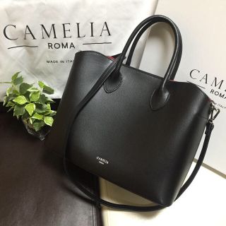 バーニーズニューヨーク(BARNEYS NEW YORK)のCAMELIA ROMA/カメリアローマ トートバッグ ブラック×レッド(ハンドバッグ)