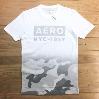 エアロポステール(AEROPOSTALE)の新品【メンズXS】★エアロポステール★迷彩プリント半袖Ｔシャツ/白/カモフラ(Tシャツ/カットソー(半袖/袖なし))