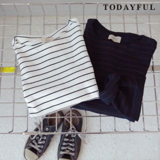 トゥデイフル(TODAYFUL)のtodayful ダブルフェイス ボーダートップス(カットソー(長袖/七分))