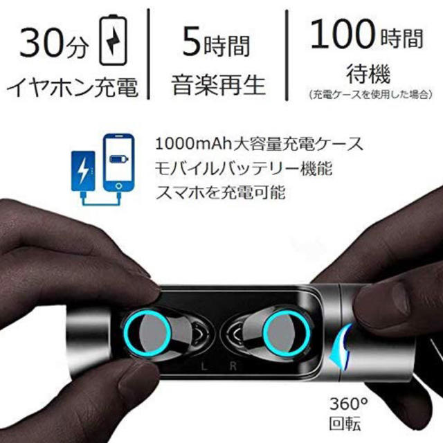 ⭐︎【人気商品・新品】Bluetoothイヤホン 防水 高音質 両耳通話  スマホ/家電/カメラのオーディオ機器(ヘッドフォン/イヤフォン)の商品写真