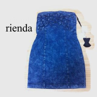 リエンダ(rienda)のrienda/バスト刺繍デニムOP(ミニワンピース)