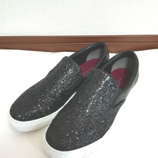 ユナイテッドアローズグリーンレーベルリラクシング(UNITED ARROWS green label relaxing)のグリッタースリッポン L(24.5cm) 黒(スリッポン/モカシン)