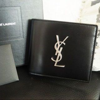 サンローラン(Saint Laurent)の【新品】SAINT LAURENT サンローラン モノグラムロゴ 財布 黒(折り財布)