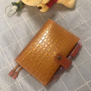 手帳カバー ほぼ日手帳 A6 クロコ型押し 本革  ✿オレンジ✿  ハンドメイド(その他)